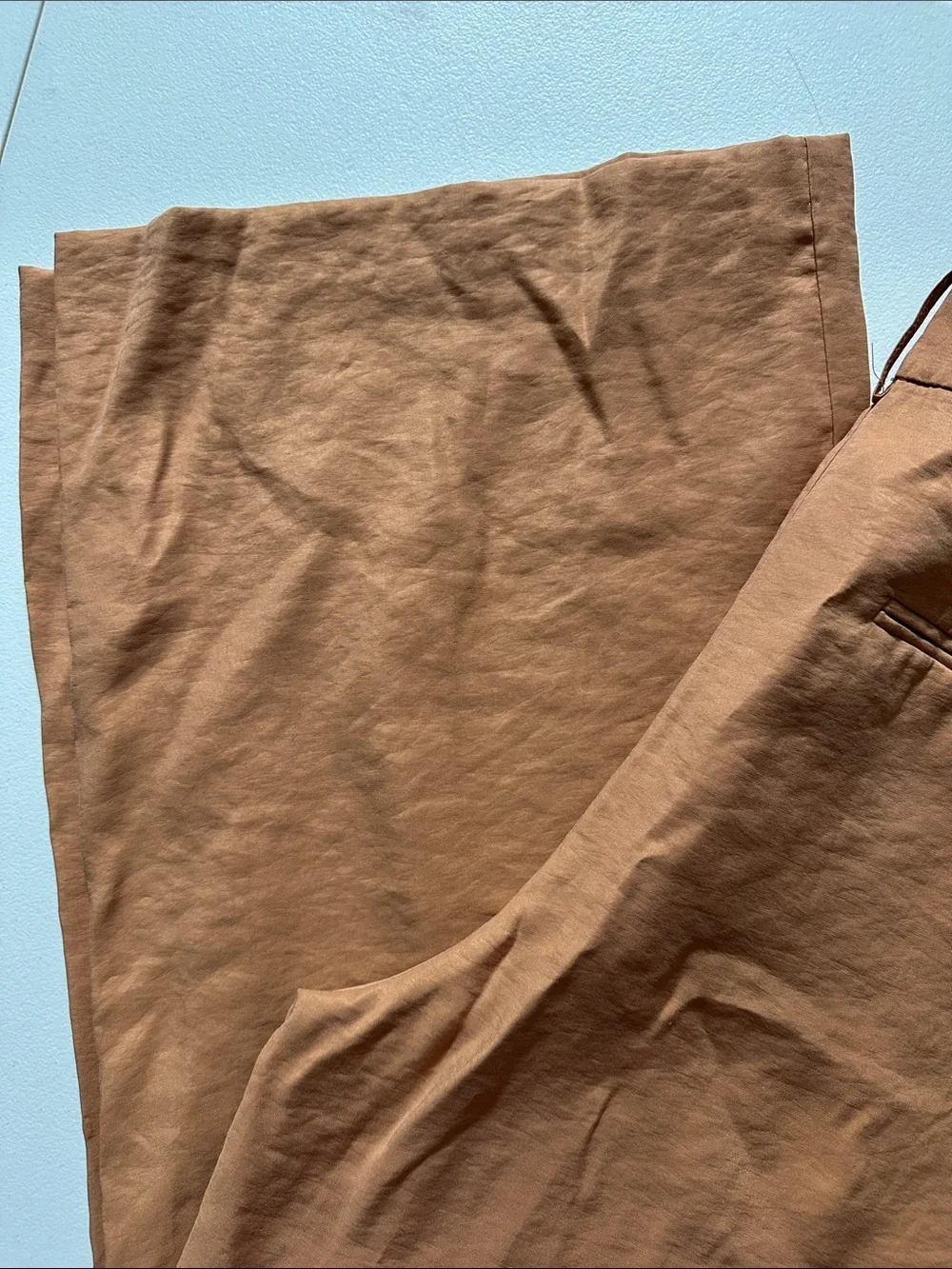 Zara Tan Linen-Blend Straight Trousers